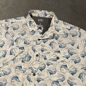 Croft & Barrow Quick Dry Shirt Mens Medium White Fishing Marlin Vented Outdoor